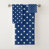Blauwe en witte poka Dots Bad Handdoek (Insitu)