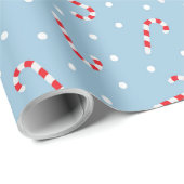 Blauwe en witte pokadots en snoepriet cadeaupapier (Rol Hoek)