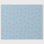 Blauwe en witte pokadots en snoepriet cadeaupapier (Vlak)
