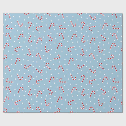 Blauwe en witte pokadots en snoepriet cadeaupapier (Vlak)