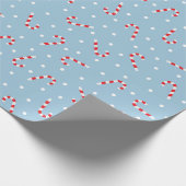 Blauwe en witte pokadots en snoepriet cadeaupapier (Hoek)