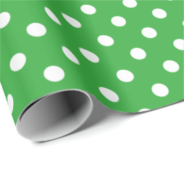 Blauwe en witte polkadots kerstinpakpapier cadeaupapier