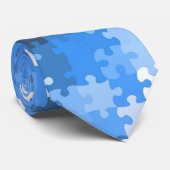 Blauwe en witte puzzle stukken stropdas (Opgerold)
