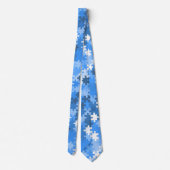 Blauwe en witte puzzle stukken stropdas (Achterkant)