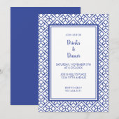 BLAUWE EN WITTE RAND ELEGANT FEEST UITNODIGING (Voorkant / Achterkant)