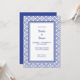 BLAUWE EN WITTE RAND ELEGANT FEEST UITNODIGING