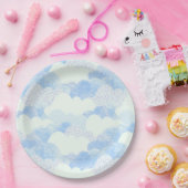 Blauwe en witte regenwolken papieren bordje (Feest)