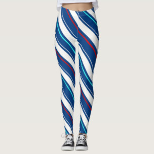 Blauwe en witte regimentsstrepen leggings