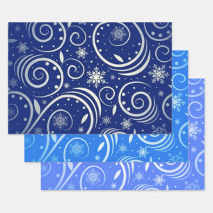 Blauwe en witte roestril inpakpapier vel