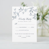 Blauwe en witte RSVP-kaart Kaart (Staand voorkant)