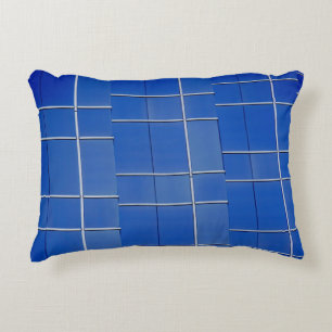 Blauwe en witte ruiten accent kussen