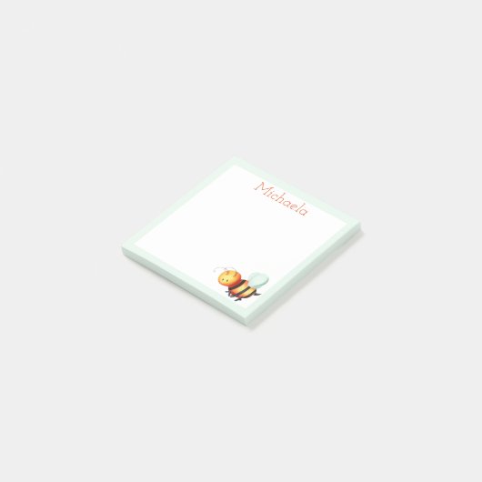 Blauwe en witte schattige honingbijen op maat post-it® notes (Schuin)