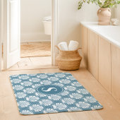 Blauwe en Witte Schelp Kust Monogram Badmat