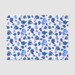 Blauwe en witte Siamese gevechtsvis Tissuepapier