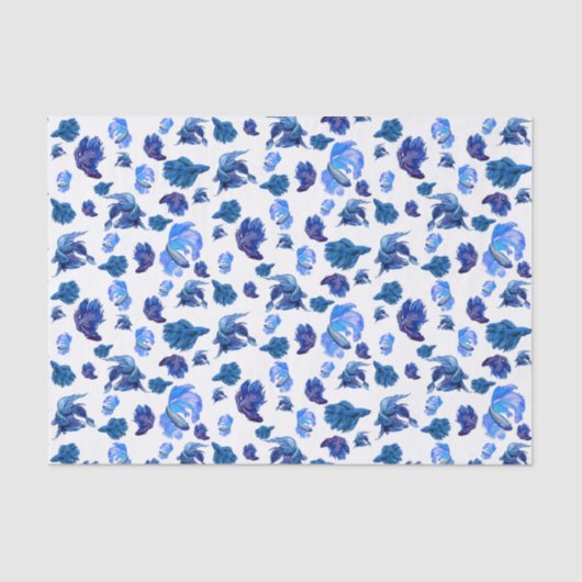 Blauwe en witte Siamese gevechtsvis Tissuepapier (Voorkant)