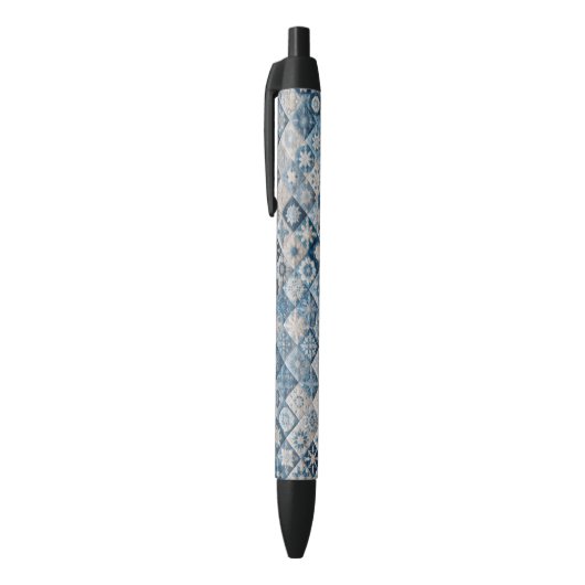 Blauwe en witte sneeuwvlok quilt zwarte inkt pen (Top (Verticaal))