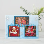 Blauwe en witte sneeuwvlokken Familie Foto's Kerst Kaart (Staand voorkant)
