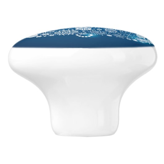 Blauwe en witte sneeuwvlokken kerstbal keramische knop (Zijkant)