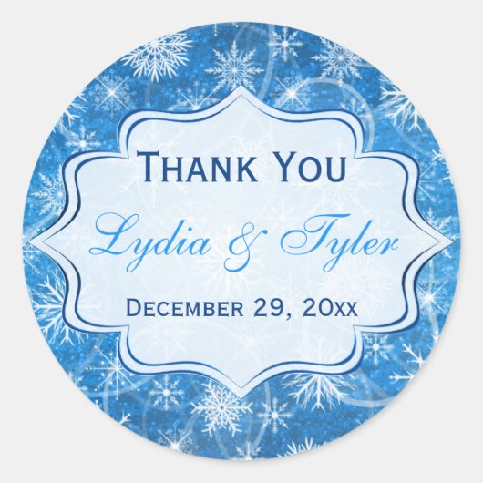 Blauwe en witte sneeuwvlokken Sticker (Voorkant)
