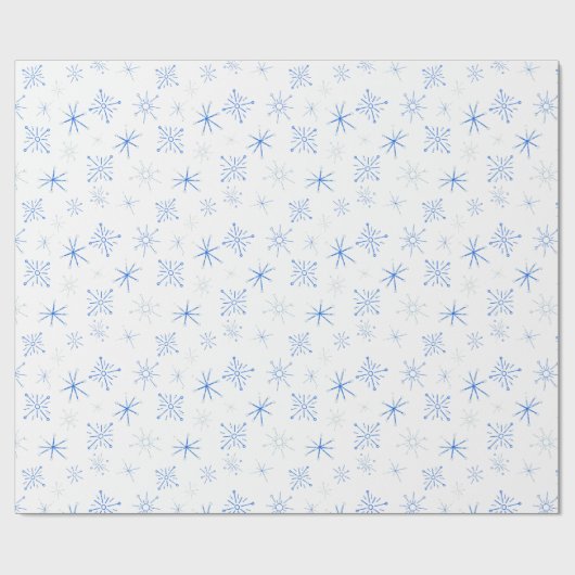  blauwe en witte sneeuwvlokken uit de Middeleeuwen Cadeaupapier (Vlak)