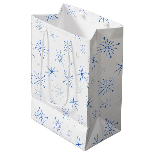  blauwe en witte sneeuwvlokken uit de Middeleeuwen Medium Cadeauzakje (Voorkant Gekanteld)