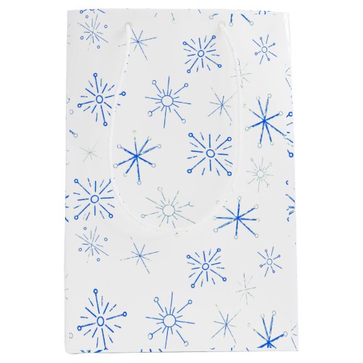  blauwe en witte sneeuwvlokken uit de Middeleeuwen Medium Cadeauzakje (Voorkant)