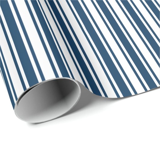 Blauwe en witte snoepjes strepen cadeaupapier (Rol Hoek)