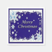 Blauwe en witte snowflake kerst servet (Voorkant)