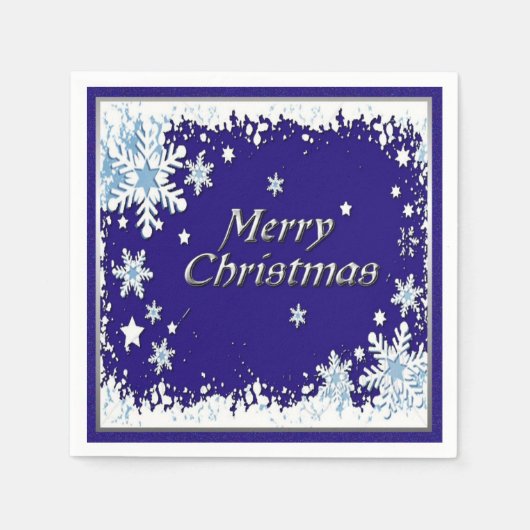 Blauwe en witte snowflake kerst servet (Voorkant)