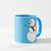 Blauwe en witte Snowman Print Coffee Mok (Voorkant rechts)