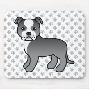 Blauwe En Witte Staffie Schattige Cartoon Hond & P Muismat