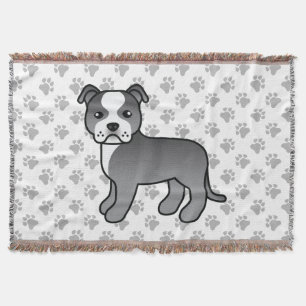 Blauwe En Witte Staffordshire Bull Terrier Hond Deken