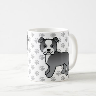 Blauwe En Witte Staffordshire Bull Terrier Hond Koffiemok