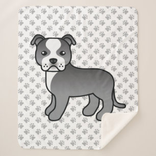 Blauwe En Witte Staffordshire Bull Terrier Hond Sherpa Deken