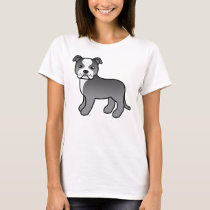 Blauwe En Witte Staffordshire Bull Terrier Hond T-shirt