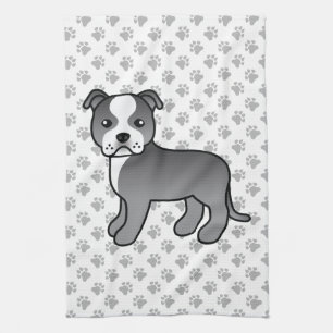 Blauwe En Witte Staffordshire Bull Terrier Hond Theedoek