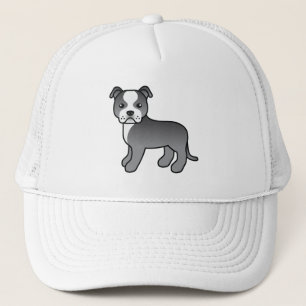 Blauwe En Witte Staffordshire Bull Terrier Hond Trucker Pet