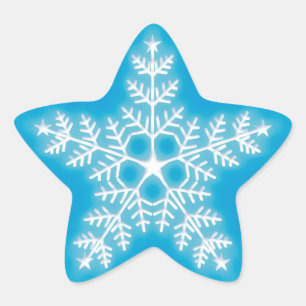 Blauwe en witte ster Snowflake Sticker