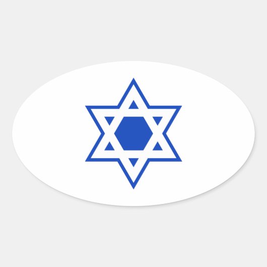 Blauwe en witte ster van David Ovale Sticker (Voorkant)