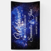 Blauwe en witte sterren die als hemels worden gebr spandoek (Verticaal)