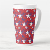 Blauwe en witte sterren latte mok (Rechterhoek)