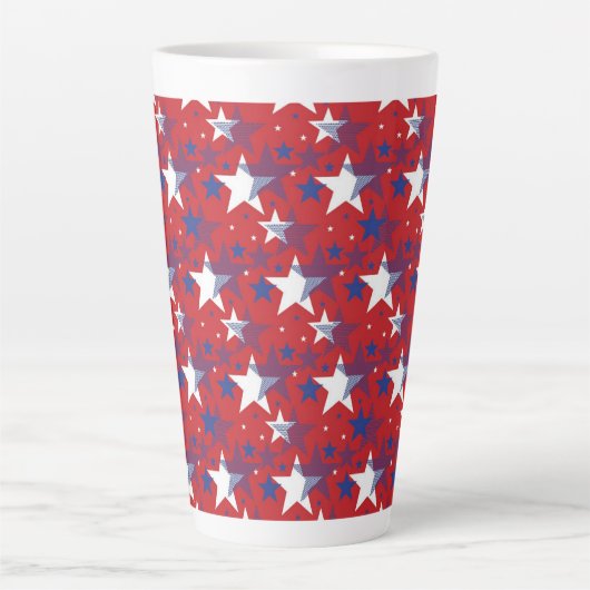 Blauwe en witte sterren latte mok (Voorkant)