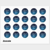 Blauwe en witte sterren vlinder bruiloft dank u ronde sticker (Vel)