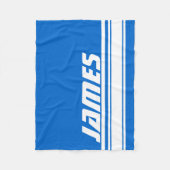 Blauwe en witte streep aangepaste naam fleece deken (Voorkant)