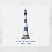 Blauwe en Witte Streep Vuurtoren Bruiloft Bier Etiket (Enkel label)