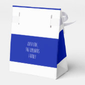 Blauwe en witte strepen Aangepaste tekst Happy Han Bedankdoosjes (Achterkant)