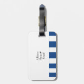 Blauwe en witte strepen bagagelabel (Achterkant verticaal)