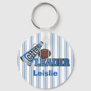Blauwe en witte strepen Cheerleader Sleutelhanger
