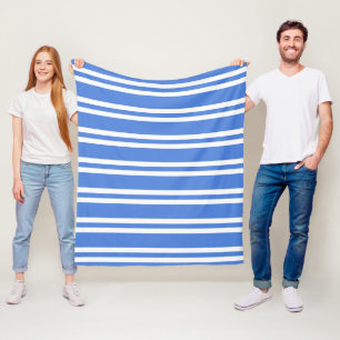 Blauwe en witte strepen fleece deken