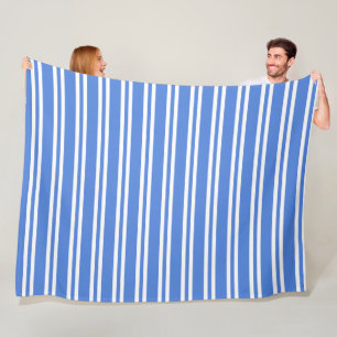 Blauwe en witte strepen fleece deken